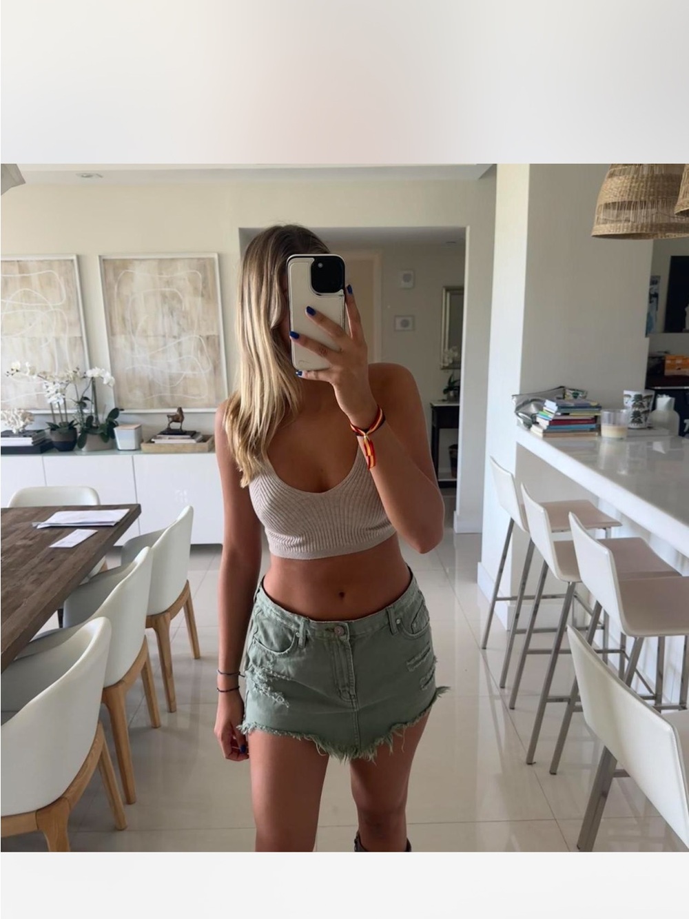 Garage small ribbed Ivory Crop Tank Top